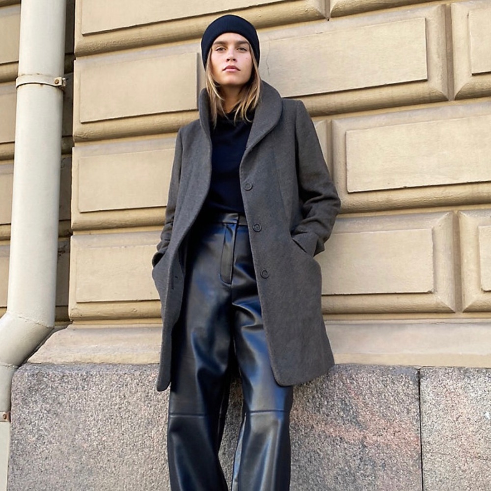 Aritzia wilfred the cocoon coat mid length - charcoal